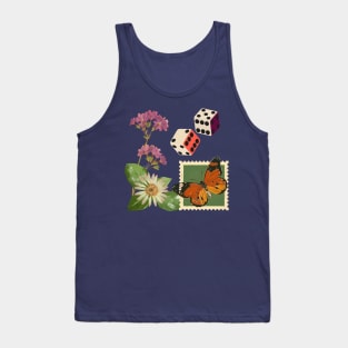 Roll The Dice Minimalist Butterfly Dice Flower Texture Tank Top